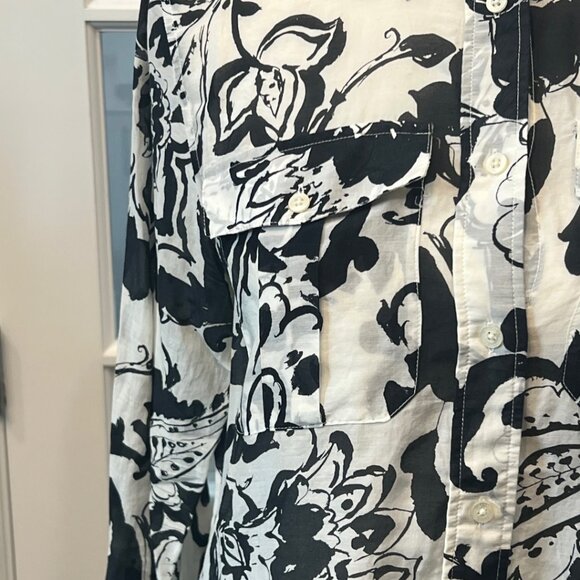 Lauren Ralph Lauren Floral Paisley Button Down Shirt Silk Blend Semi Sheer S - Picture 3 of 10